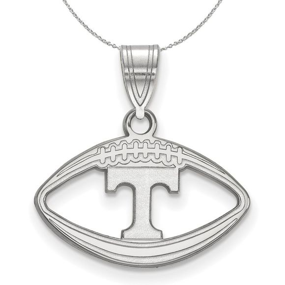 Sterling Silver U. of Tennessee Football Necklace - 20 In